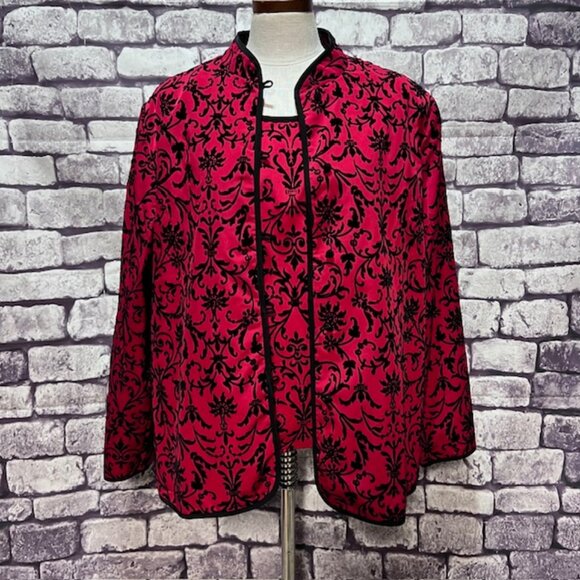 Susan Graver Red & Black Matching Jacket & Tank Size XL - Picture 1 of 9